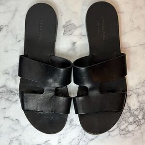 Everlane Black Leather Sandals Slides 9